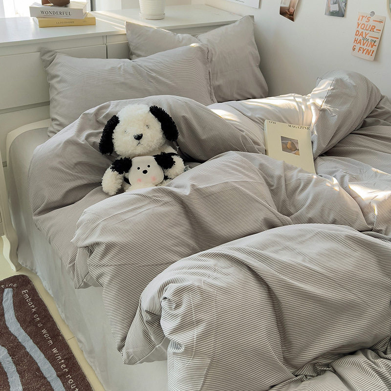 ストライプ - エレガントなグレー [肌に優しく、裸で寝ることができます]