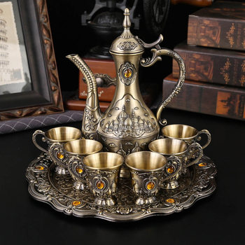 Retro European Wine Set, Household White Wine Glass, Wedding Spirit Glass, Russian Creative Wine Bottle, Bronze Wine Dispenser