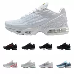Shoes Men's Summer Tn Air Cushion Shoes Plus 3 Generation Shock Absorbing Shoes Cross-Border Foreign Trade Soft Sole Plaid Running Shoes Direct Wholesale