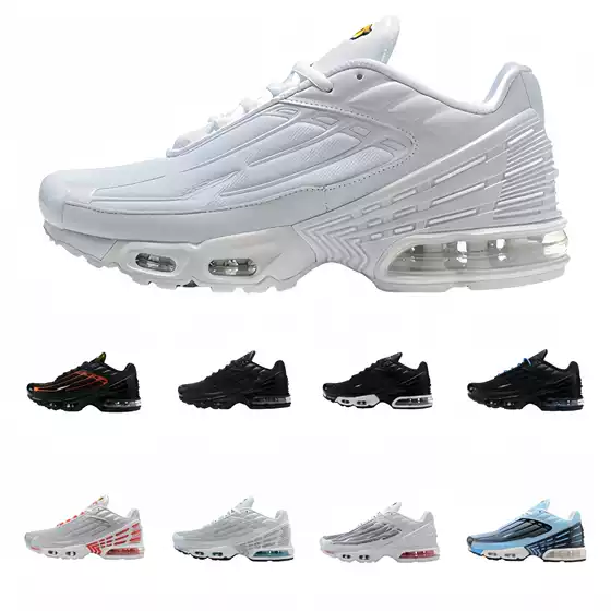 Shoes Men's Summer Tn Air Cushion Shoes Plus 3 Generation Shock Absorbing Shoes Cross-Border Foreign Trade Soft Sole Plaid Running Shoes Direct Wholesale