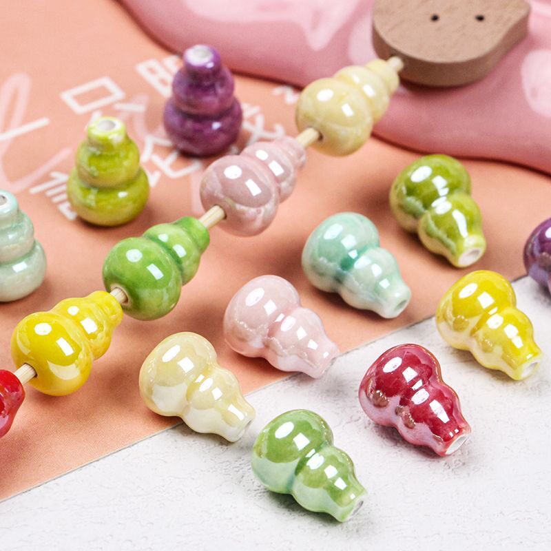 14*11mm colorful gourd vertical hole ceramic beaded diy handmade car hanging mobile phone chain bracelet accessories material loose beads