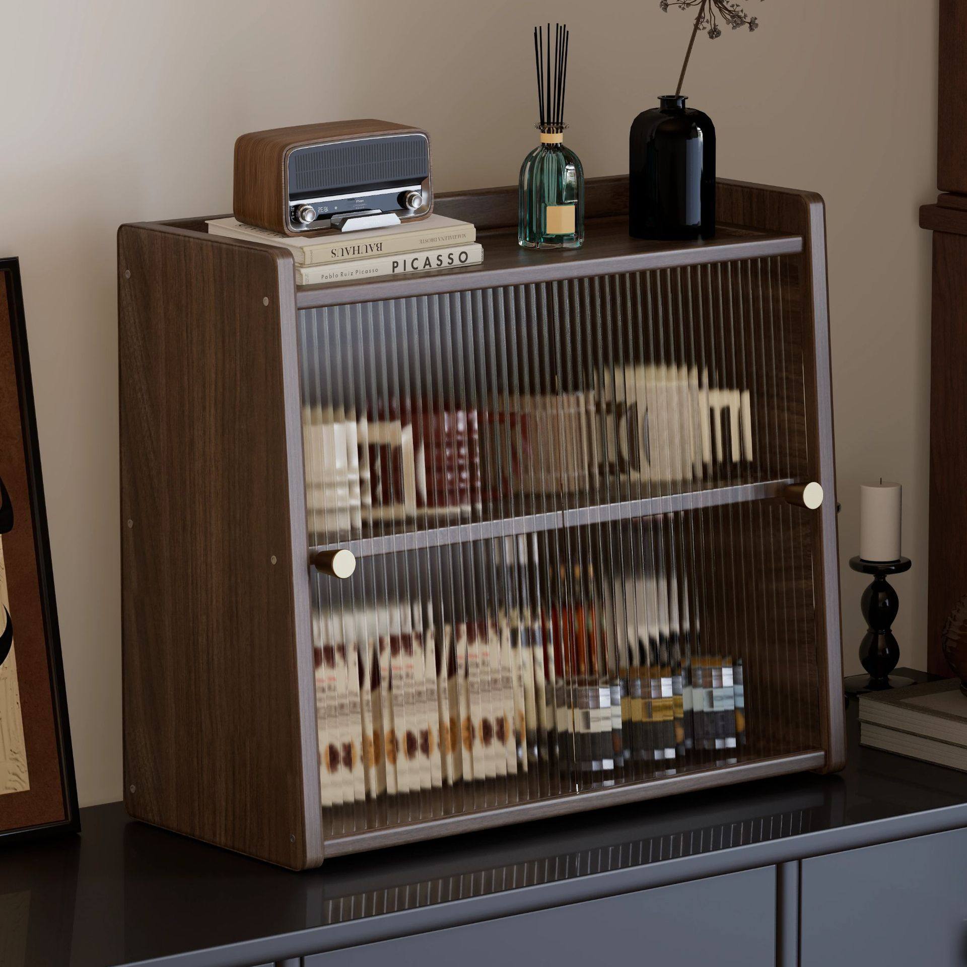 Water Cup Solid Wood Storage Rack for Placing Cups, Storing Teacups, Tea Sets, Dining Table, Dustproof Desktop Countertop, Coffee Cabinet