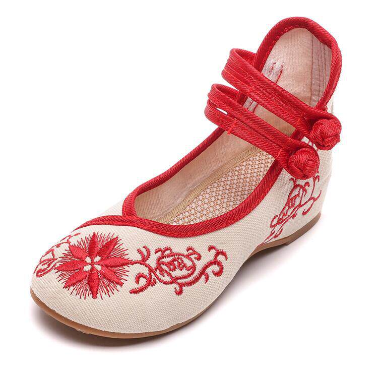 Children's Embroidered Shoes Girls' Hanfu Shoes 2023 New Chinese Style Round Toe Girl's Performance Soft-soled Ancient Dress Dance Shoes