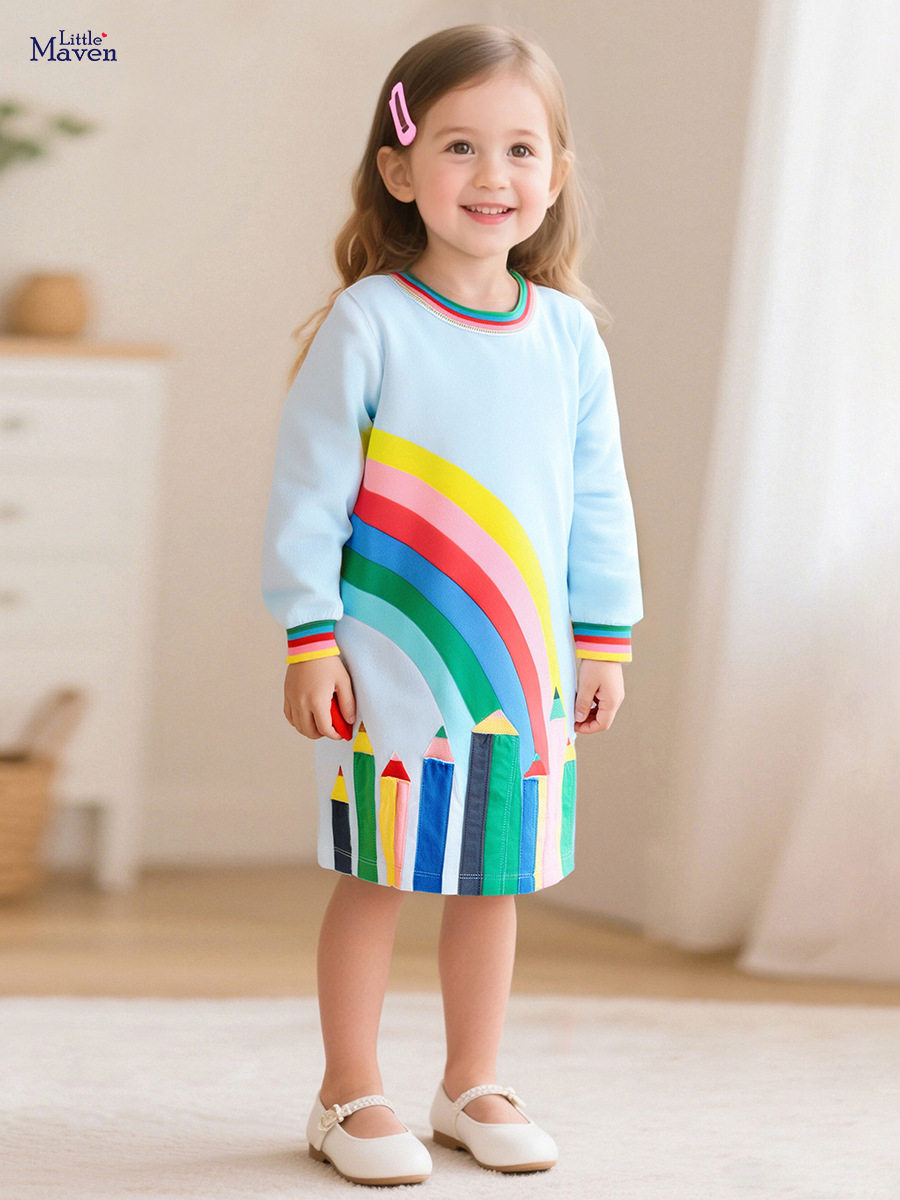 Custom-made, Special Supply Kids' Dress, New Autumn Long-sleeve Crewneck Loose Maxi Dress