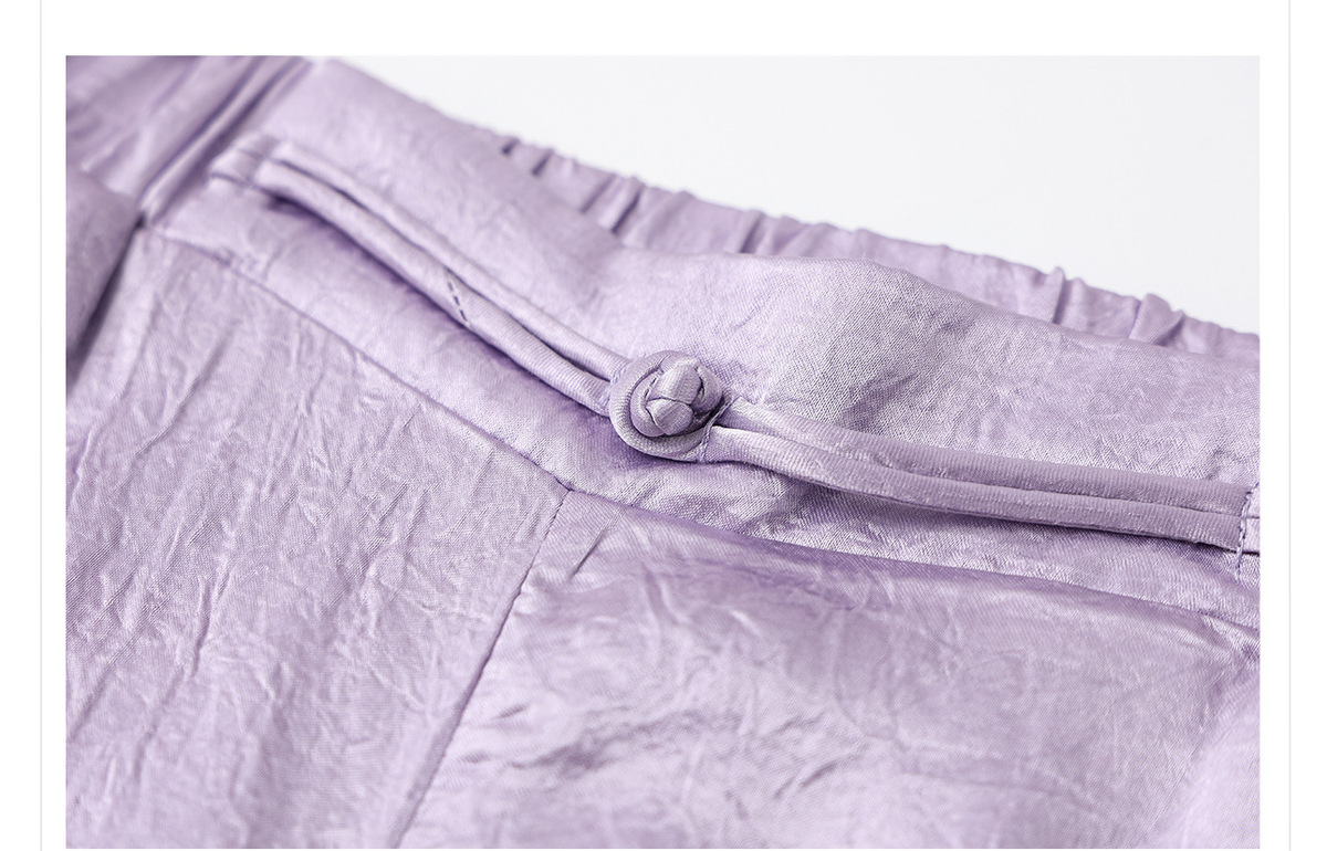 Quần dài nữ ống thẳng cạp cao chất liệu acetate phối polyester mỏng nhẹ — Màu vàng