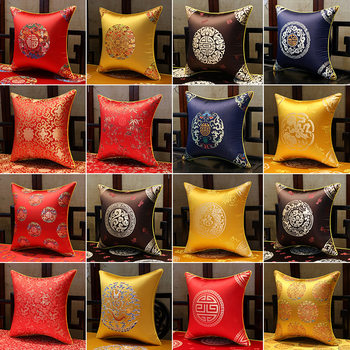 Chinese Classical Jacquard Pillow Case Redwood Sofa Pillow Living Room Cushion Cover Removable and Washable Core-Free Backrest Cover