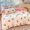 New Class a Thickeneded Brushed Four-Piece Set of Small Fresh Bed Sheetss and Quilt Covers for Students Washed Cotton Three-Piece Bedding Set a