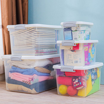 Transparent storage box wholesale plastic storage box clothes toy finishing box portable storage box glove box Rongrun