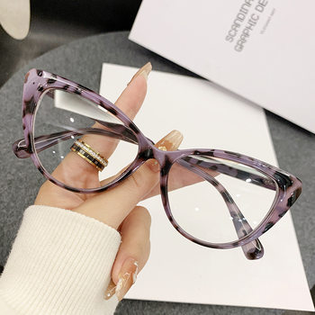 Anti-Blue Light Glasses Cat's Eye Glasses Frame Ultra Light Flat Glasses Full Frame PC Spring Foreign Trade Glasses Frame Flat Glasses