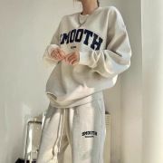 American Ins Style Casual Sportswear Suit for Women in Autum Loose and Versatile Sweatshirt and Sweatpants Student Running Two-P