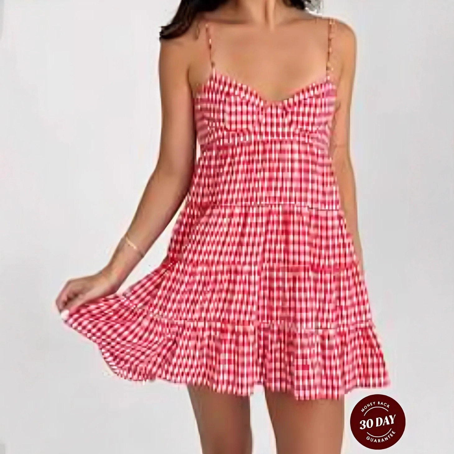 Summer Womens Sleeveless Tie Back Dress Floral Checkered Print Stylish Design Perfect for Casual Outings Wholesale