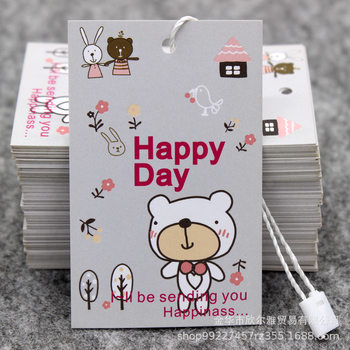 Foreign trade children's clothing tag in stock English coated paper double-sided color printing tag trademark design and production