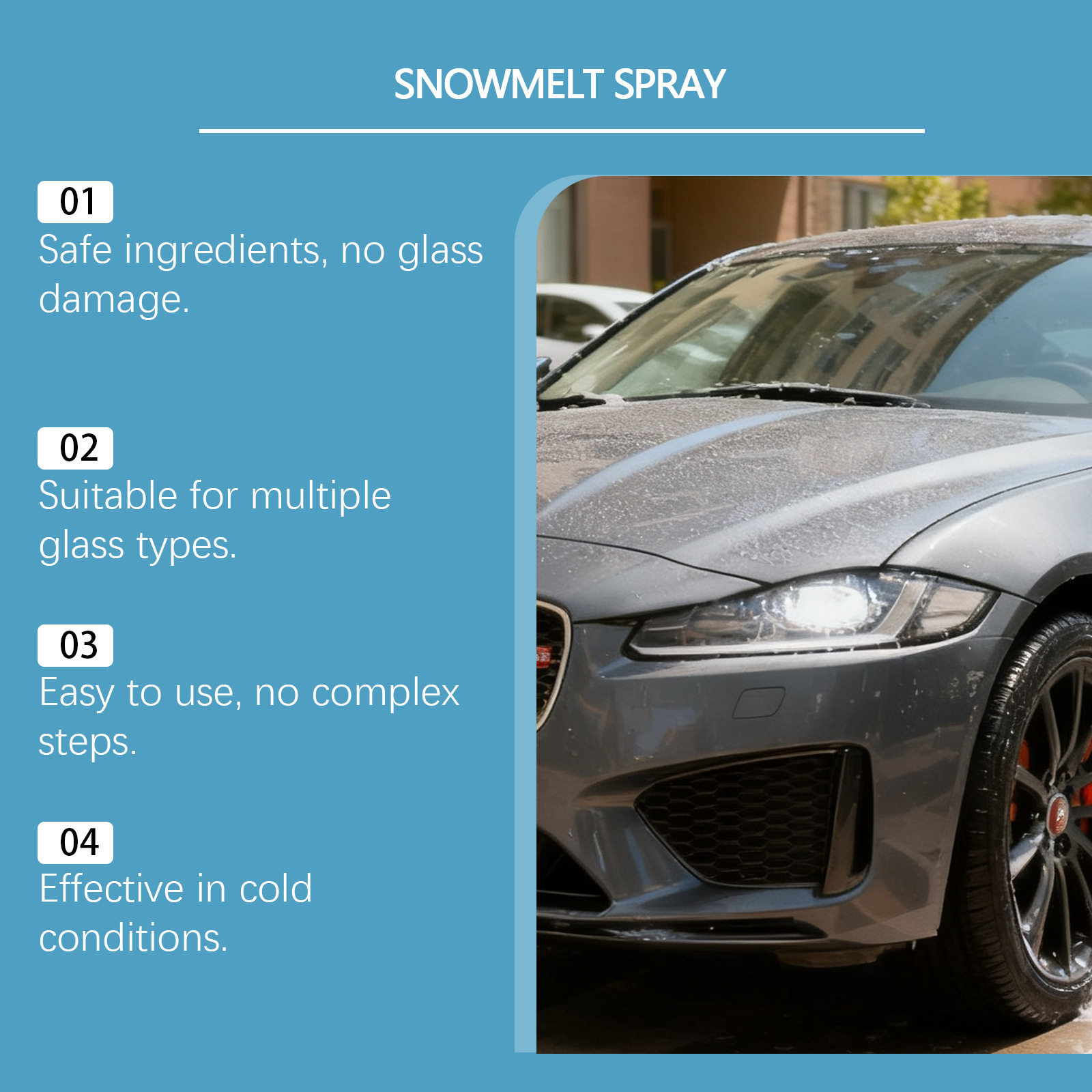 Homonth Car Snow Melting Spray, Frost-Proof and Quick-Melting in Cold Weather, Suitable for Car Windows and Refrigerator Glass Surfaces