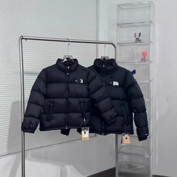 North North High Version down Jacket for Men and Women, Couple's Same Style, Embroidered Hooded Thickened Warm Loose Versatile Casual Coat