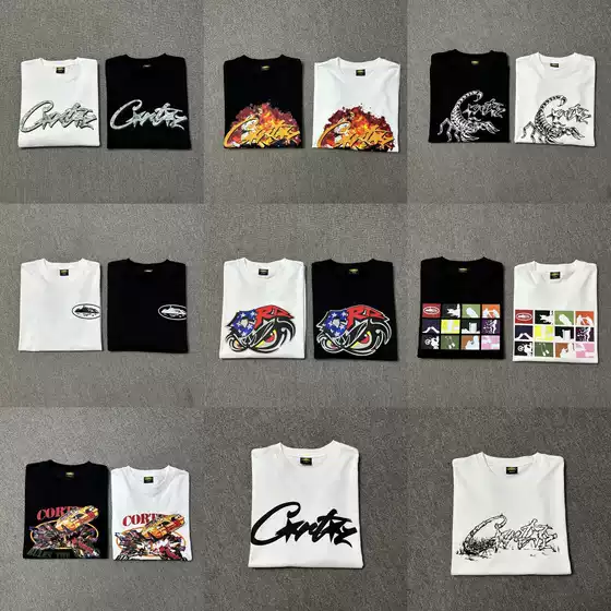 Cross-Border New Style Cortiez Short-Sleeved T-Shirt with Letter Logo Print, Round Neck, American Casual Loose Fit, Alcatraz Half-Sleeve