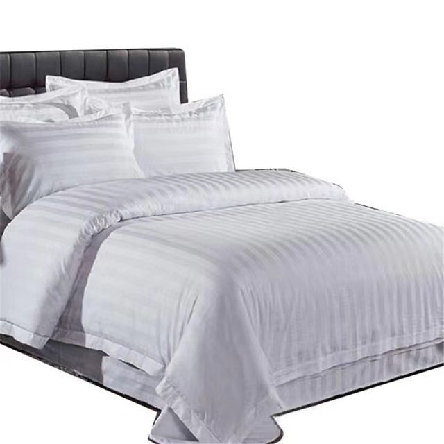 Big Sale Hotel Bed Bed Sheets Four-Piece Set Hotel Quilt Cover Linen White Quilt Cover Satin Pillowcase B&B Hospital Three-Piece Set