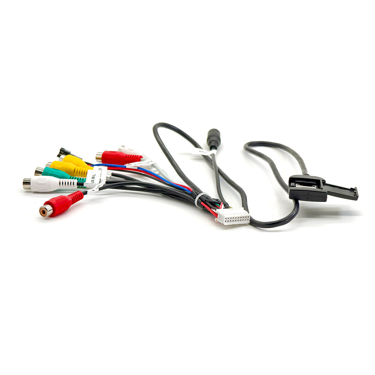 Automotive general DVD navigation wire 7-head RCA audio cable with MIC interface fan interface 4G card slot wiring harness