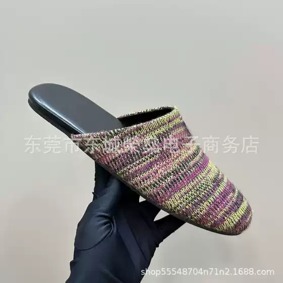 2025 Early Spring New Casual Flat Muller Shoes Knitted Warm Toe Half Slippers Lazy Holiday All-match Women's Shoes