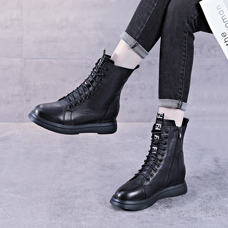 (Mới) Mã A2853 Giá 1490K: Boot Cổ Thấp Nữ Wetdoe Hàng Mùa Xuân Thu Đông Phục Cổ Cổ Điển Tăng Chiều Cao Đế Cao Giày Dép Nữ Chất Liệu Da Bò G04 Sản Phẩm Mới, (Miễn Phí Vận Chuyển Toàn Quốc).