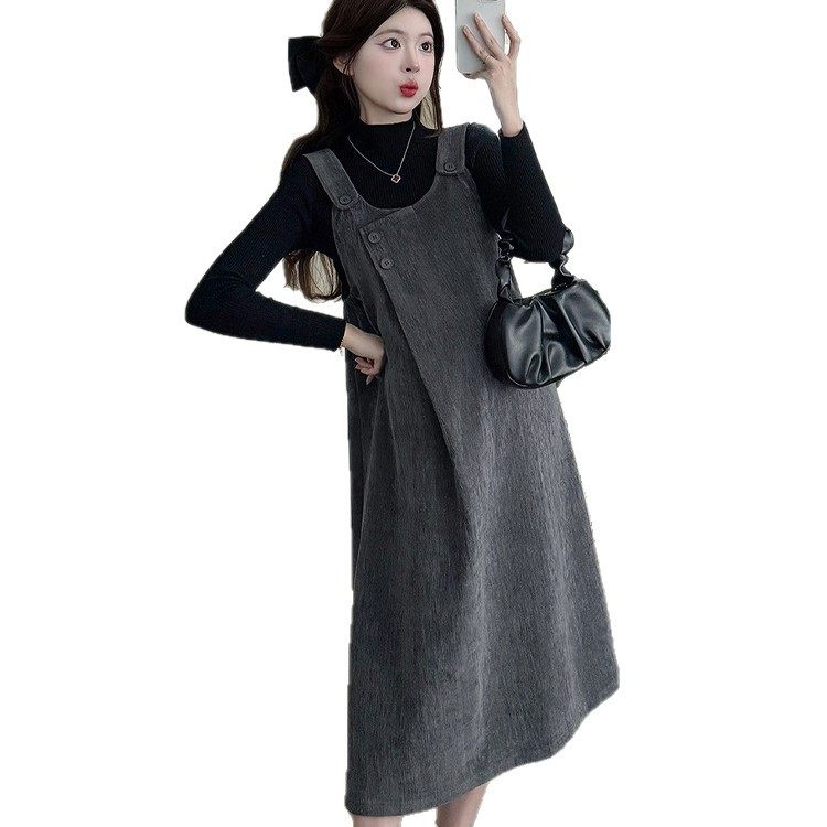 Maternity Wear Winter Dress 2025 New Autumn and Winter Fashion Suit High-End Outfit Suspender Skirt Two-Piece Set