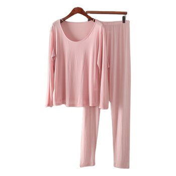 Pure Mulberry Silk Women's Thin Underwear Suit Knitted Silk Crew Neck Autumn Clothes Autumn Trousers Cotton Sweater Pants Home Clothes