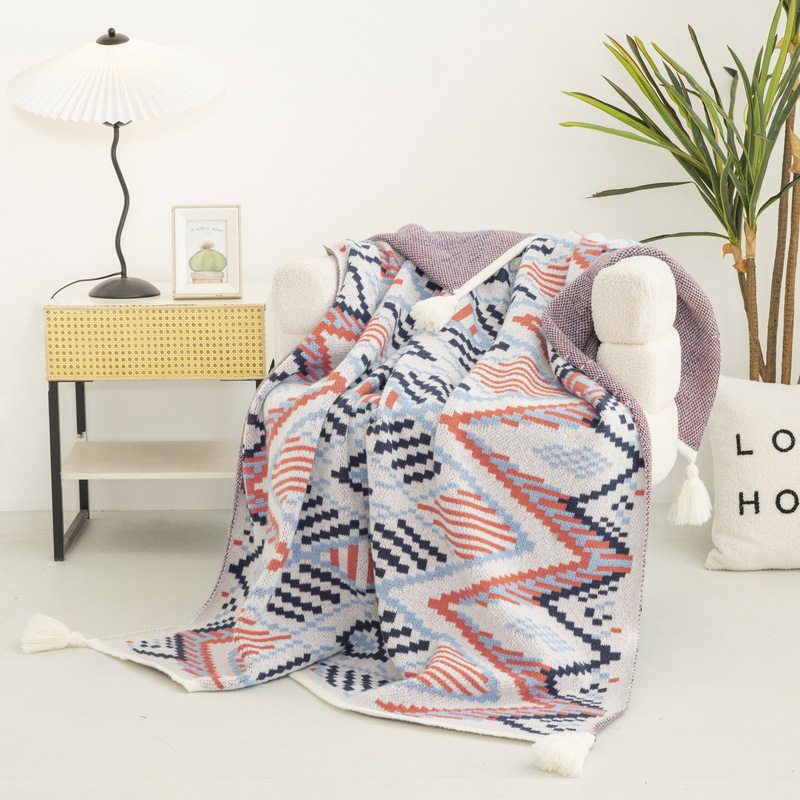 Cross-Border Bohemian Retro Tassel Knitted Blanket Nap Air-Conditioned Blanket Warm Sofa Office Blanket