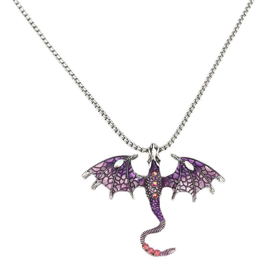 Fashionable Retro Flying Dragon Necklace Dark Exaggerated Hip-Hop Disco Street Style Necklace Punk Style Subculture Sweet and Cool Necklace