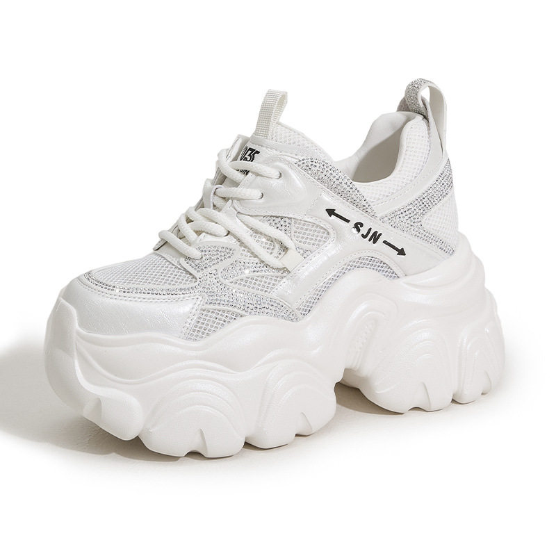 Sandal cao gót nữ hở mũi đế dày 10 cm phong cách mới hè 2025 — Trắng, Bạc
