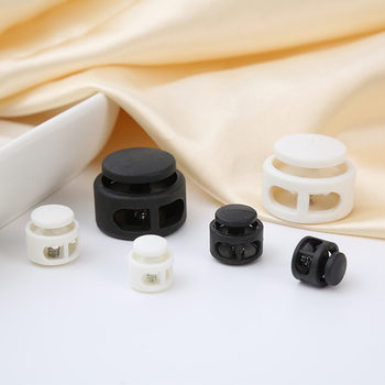 Plastic spring buckle nylon elastic elastic rope pig nose buckle hat hanging clock buckle double hole cylindrical slip adjustment buckle
