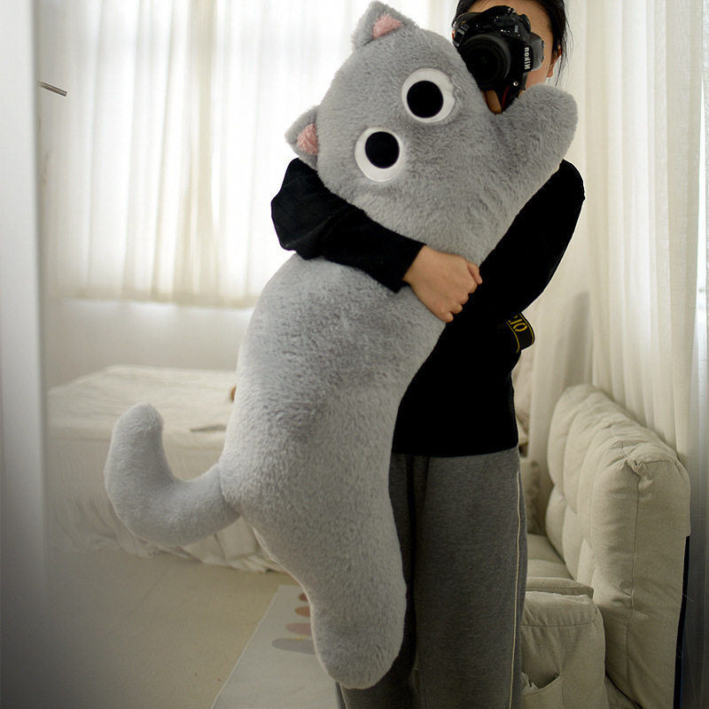 S Salamander Plush Black Cat Pillow Logic Cat Cute Bedside Long Pillow Dormitory Pillow Sleeping Leg Pillow