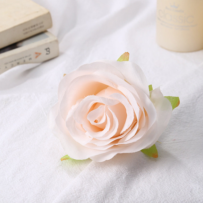 仿真玫瑰花头DIY假花绢花婚庆婚礼花材胸花发饰装饰花玫瑰花批发