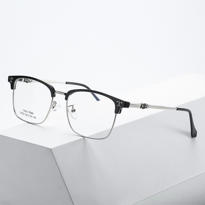 New glasses frame men's metal retro ultra-light eyebrow square myopia optical glasses frame factory wholesale