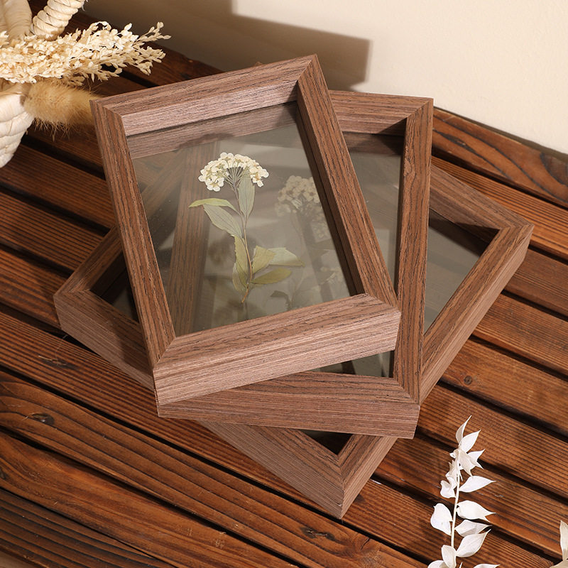Double-Sided Transparent Glass Photo Frame Table Creative Ornaments Plant Leaf Specimen Frame Paper-Cut Picture Frame Manufacturer Wholesale