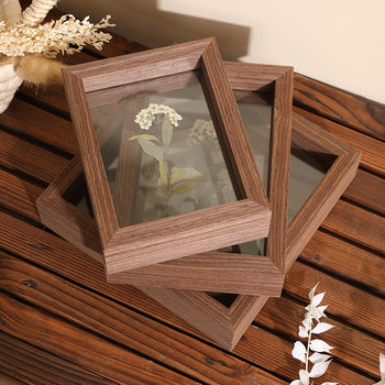 Double-Sided Transparent Glass Photo Frame Table Creative Ornaments Plant Leaf Specimen Frame Paper-Cut Picture Frame Manufacturer Wholesale