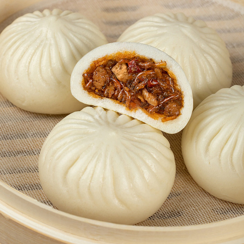 Heshanyuan Spicy Vermicelli Tofu Bun 960g Breakfast Semi-Finished Bean Paste Bun Fresh Meat Shaomai Commercial Quick-Frozen