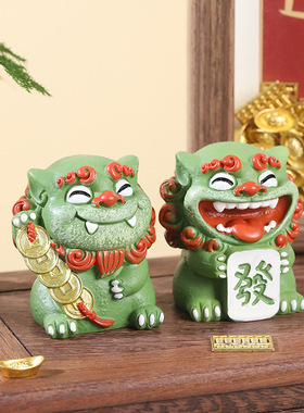 中式国潮风狮爷树脂小摆件创意醒狮文创桌面装饰摆件福狮公礼品