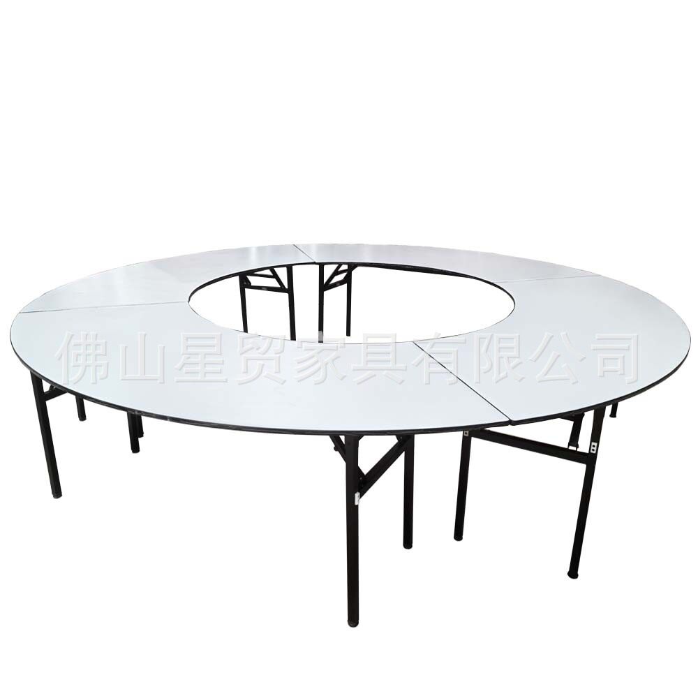 可折叠五拼餐桌组合台酒店餐厅圆桌派对婚庆宴会桌S形桌子家具