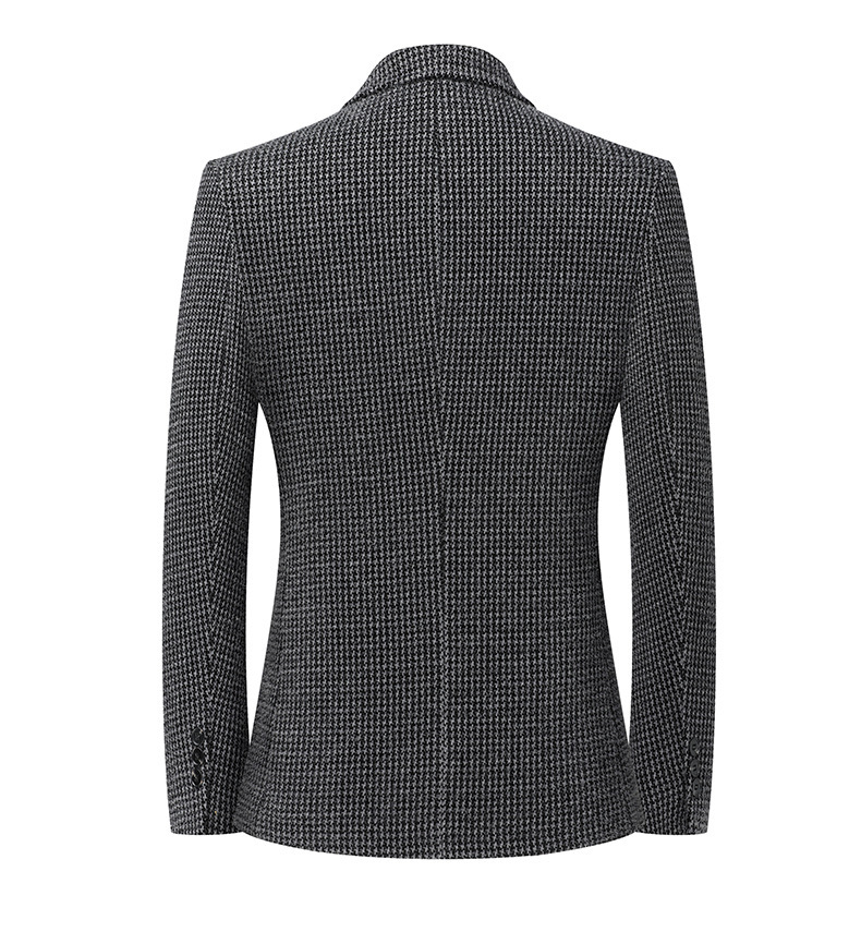 Áo blazer nam dáng ôm họa tiết caro houndstooth dày dặn phong cách Hàn Quốc — Ca rô Houndstooth Đen Xám, Ca rô Houndstooth xám nhạt