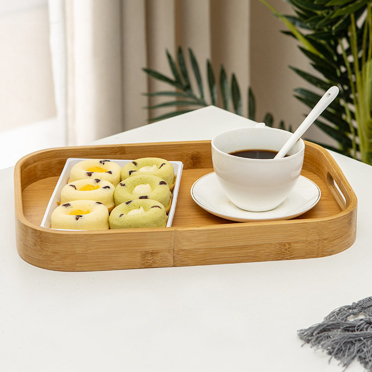 Casual Bamboo Tray Integrated Rectangular Bamboo Tray Home Storage Fruit Tray Hotel Tea Tray Water Cup Drain Tray