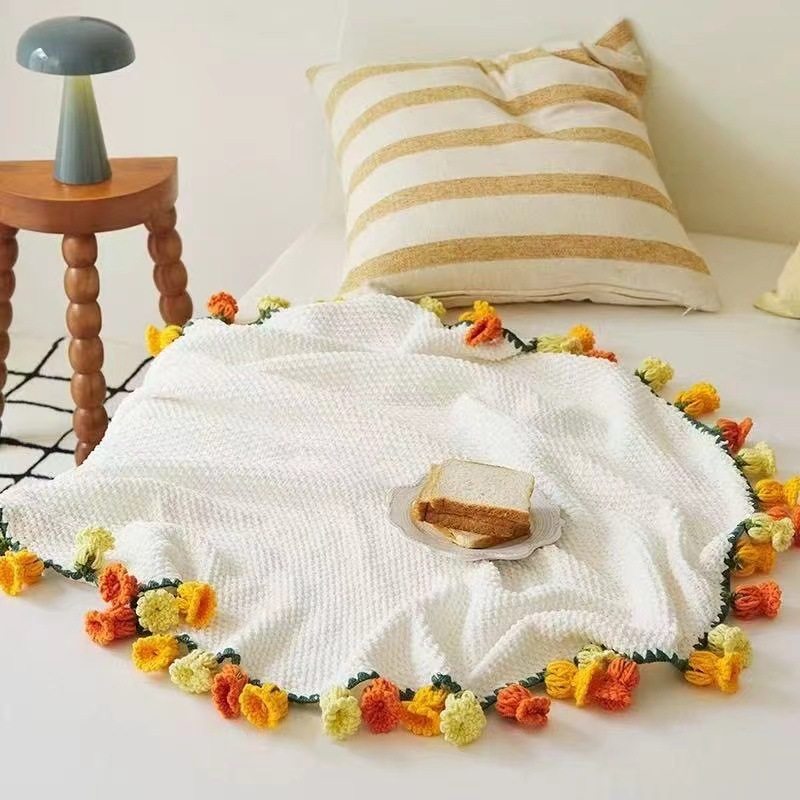 Finished Popular Rose Bouquet Hand-Knitted Blanket Birthday Gift Shawl Desktop Decoration Lover Red Rose Blanket