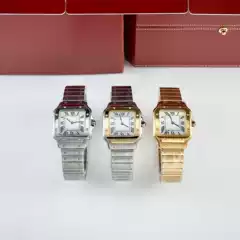 Xiaohongshu Same Style Santos Dumont Retro Square Watch Women's Watch Steel Band Quartz Waterproof Roman Numeral Watch