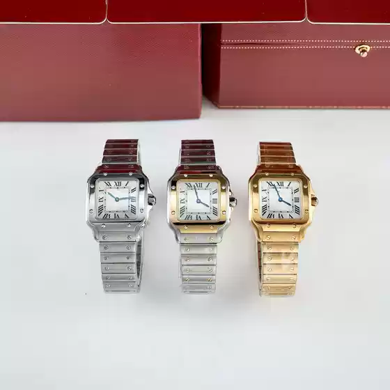 Xiaohongshu Same Style Santos Dumont Retro Square Watch Women's Watch Steel Band Quartz Waterproof Roman Numeral Watch