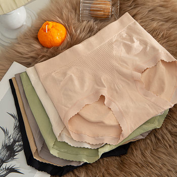 Seamless Mid-Waist Underwear Women's Pure Cotton Crotch Hip-Lift Large Size Women's High-Value Solid Color Girls' Briefs