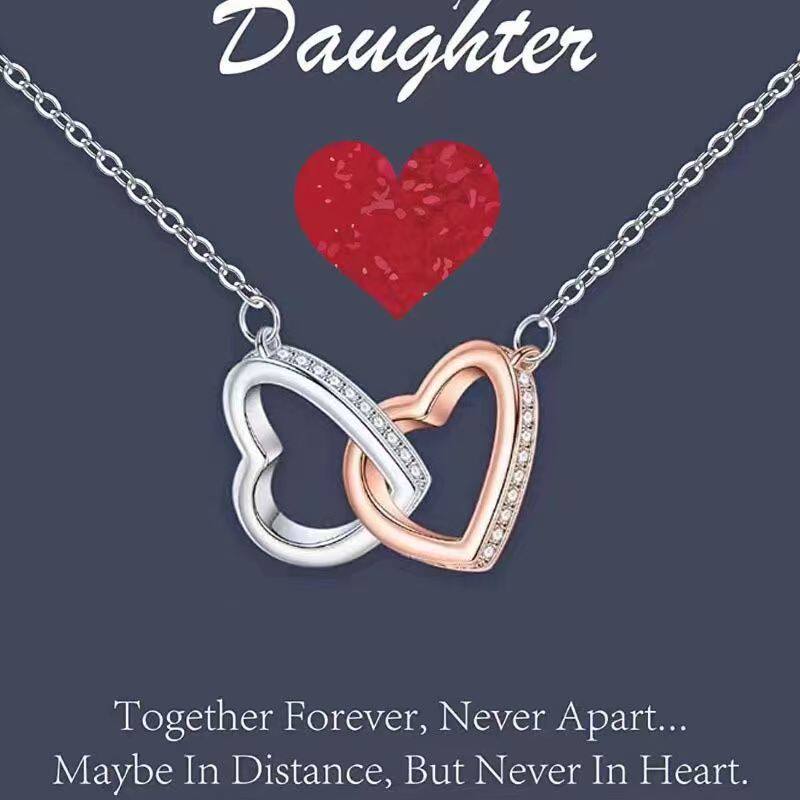 2023 New Double Love necklace for women European and American fashionable elegant all-match double ring clavicle chain Valentine's Day gift