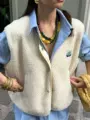 Sleeveless fur vest-off-white