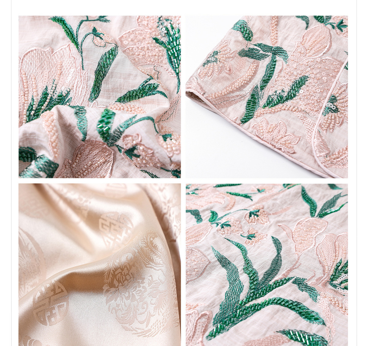 Áo vest nữ không tay thêu hoa nổi chất liệu satin phối họa tiết cành hoa — Hồng xanh (phát hành cùng ngày), Màu xanh hồng (giao hàng trong 7 ngày), Màu xanh mơ (giao hàng trong 7 ngày), Màu xanh mơ (phát hành cùng ngày)