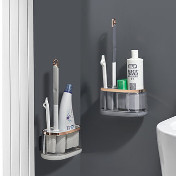 Household Toilet Brush, Wall-Mounted Silicone Brush with Tweezers, Bathroom Cleaning Tool, No-Drill Double Brush for Toilet
