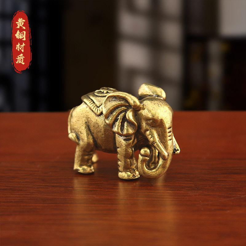 Brass Fortune Elephant Elephant Elephant Solid Ornaments Vintage Office Tea Table Antique Bronze Fortune Elephant Metal Decorations