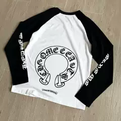 【In-Stock High-Quality Version】Ch Crowe Classic Black and White Long-Sleeve Letter Print Unisex Style