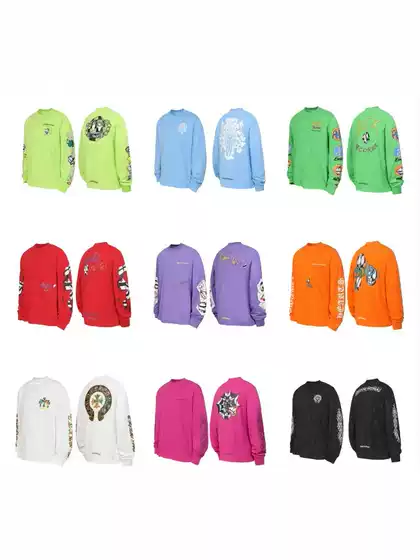 Cross-Border Authentic Chrome Hearts High-Quality Pure Cotton Printed Long-Sleeve T-Shirts for Men and Women Wholesale in Stock